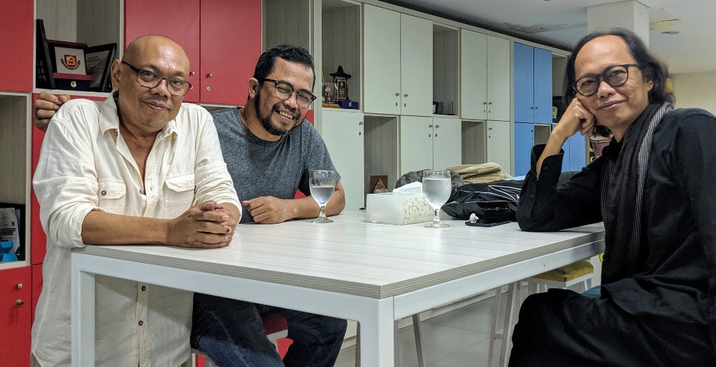 Totot Indrarto dan Hasan Aspahani, Agustus 2019 di kantor Beritagar.id Jalan Jatibaru 28 Jakarta 