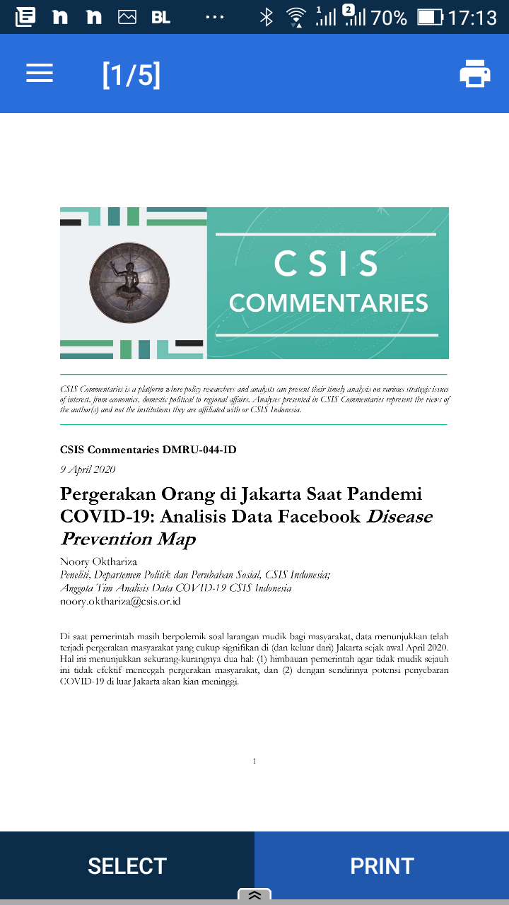Preview hasil cetakan PDF CSIS tenang Covid-19 
