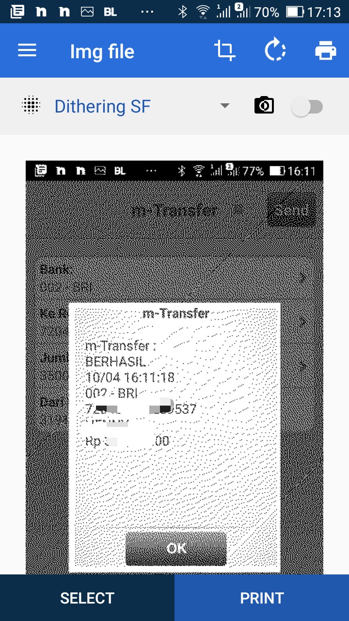 Hasil cetakan Screenshot bukti transfer mobile banking BCA 
