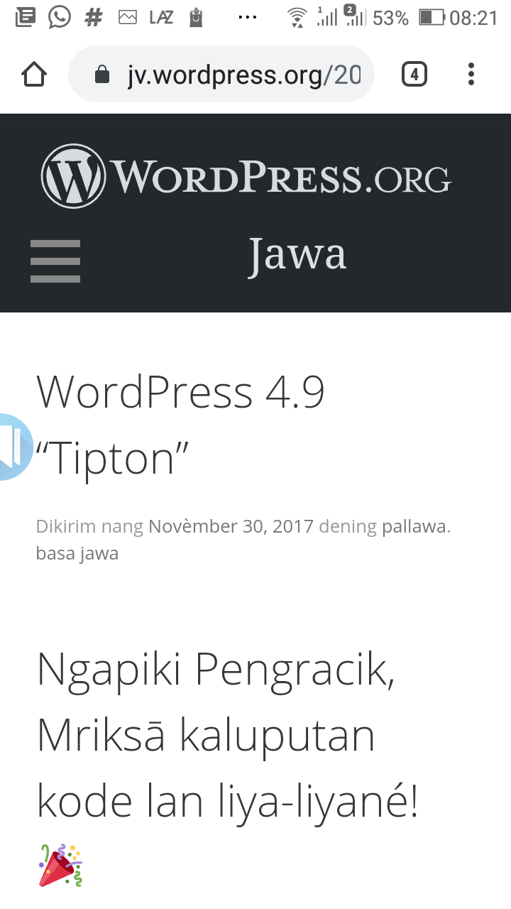 WordPress versi bahasa Jawa 