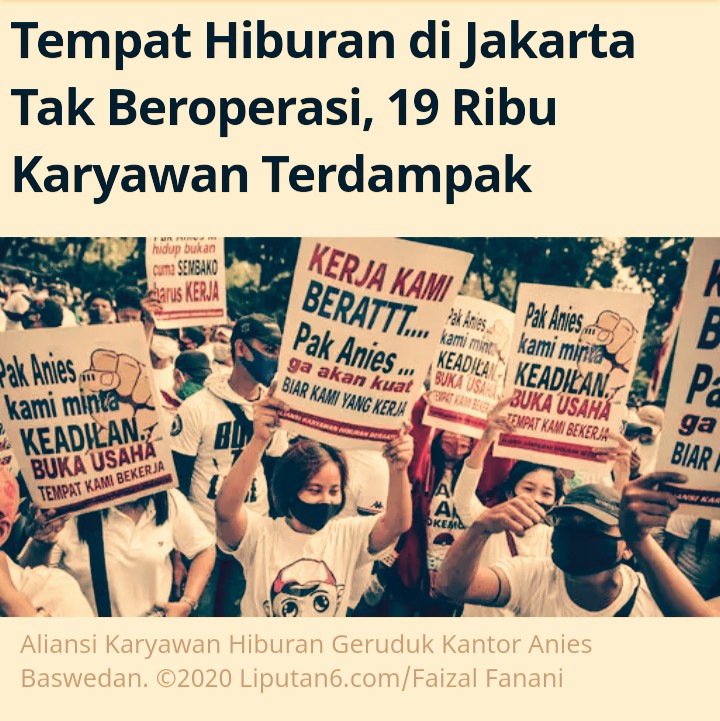 Demo pekerja tempat hiburan di Balai Kota Jakarta 
