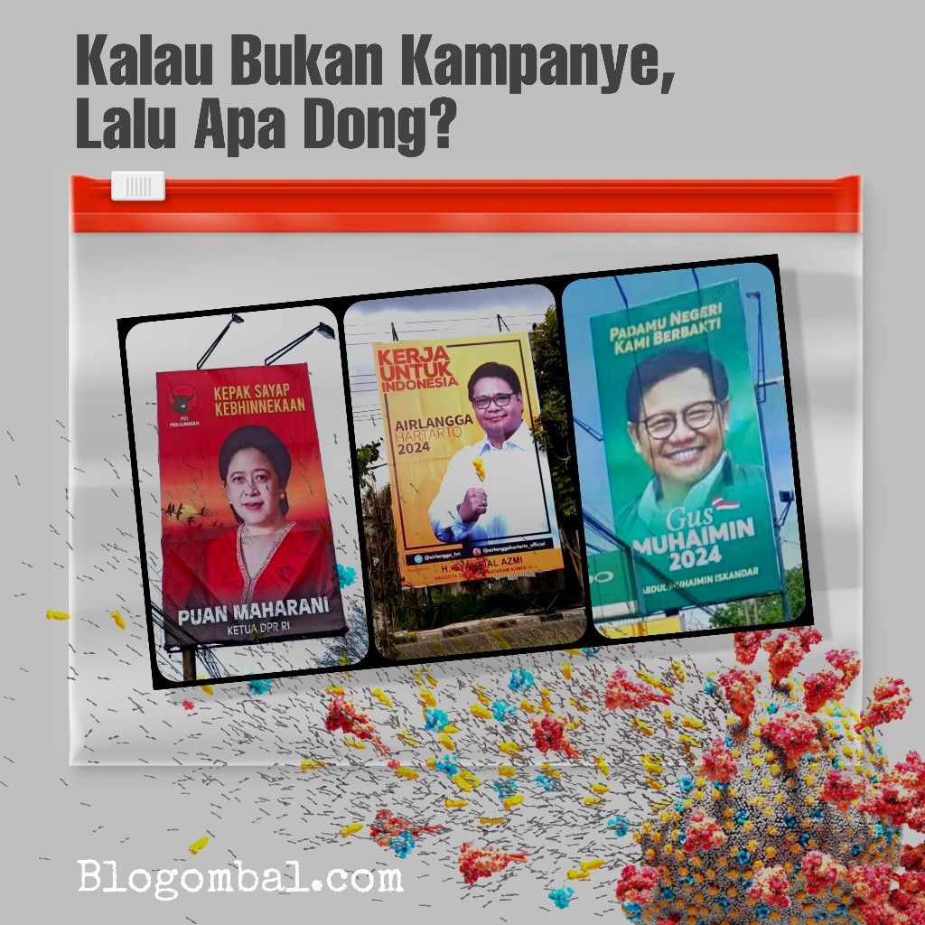 Baliho kampanye Puan Maharani, Airlangga Hartarto, dan Muhaimin Iskandar 