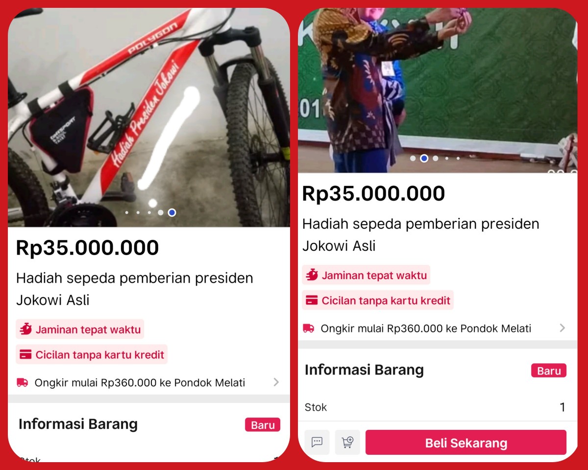 Hadiah sepeda dari Presiden Jokowi dijual di Bukalapak 