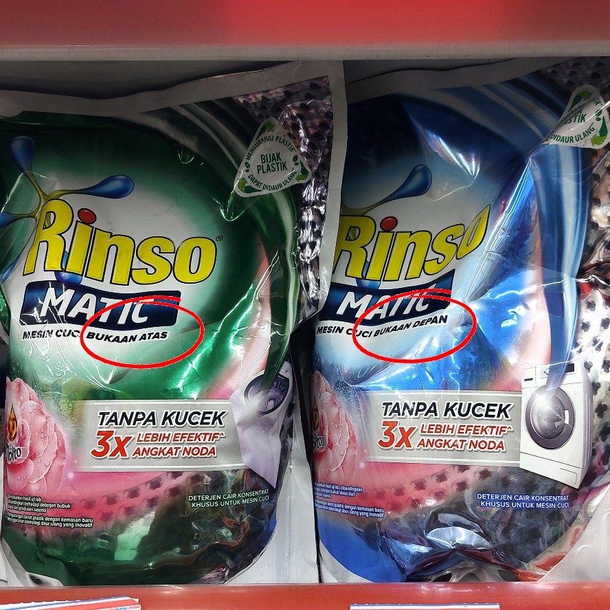Inilah perbedaan Rinso Matic untuk mesin cuci bukaan atas maupun depan