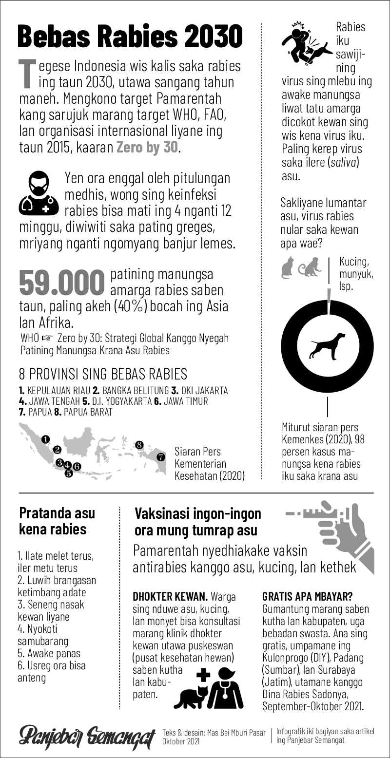 Infografik tentang rabies berbahasa Jawa di Panjebar Semangat 