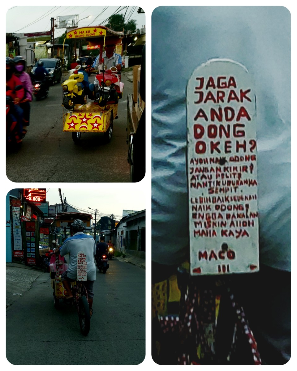 Tukang odong-odong di Jalan Pasar Kecapi, Jatiwarna, Pondokmelati, Bekasi 