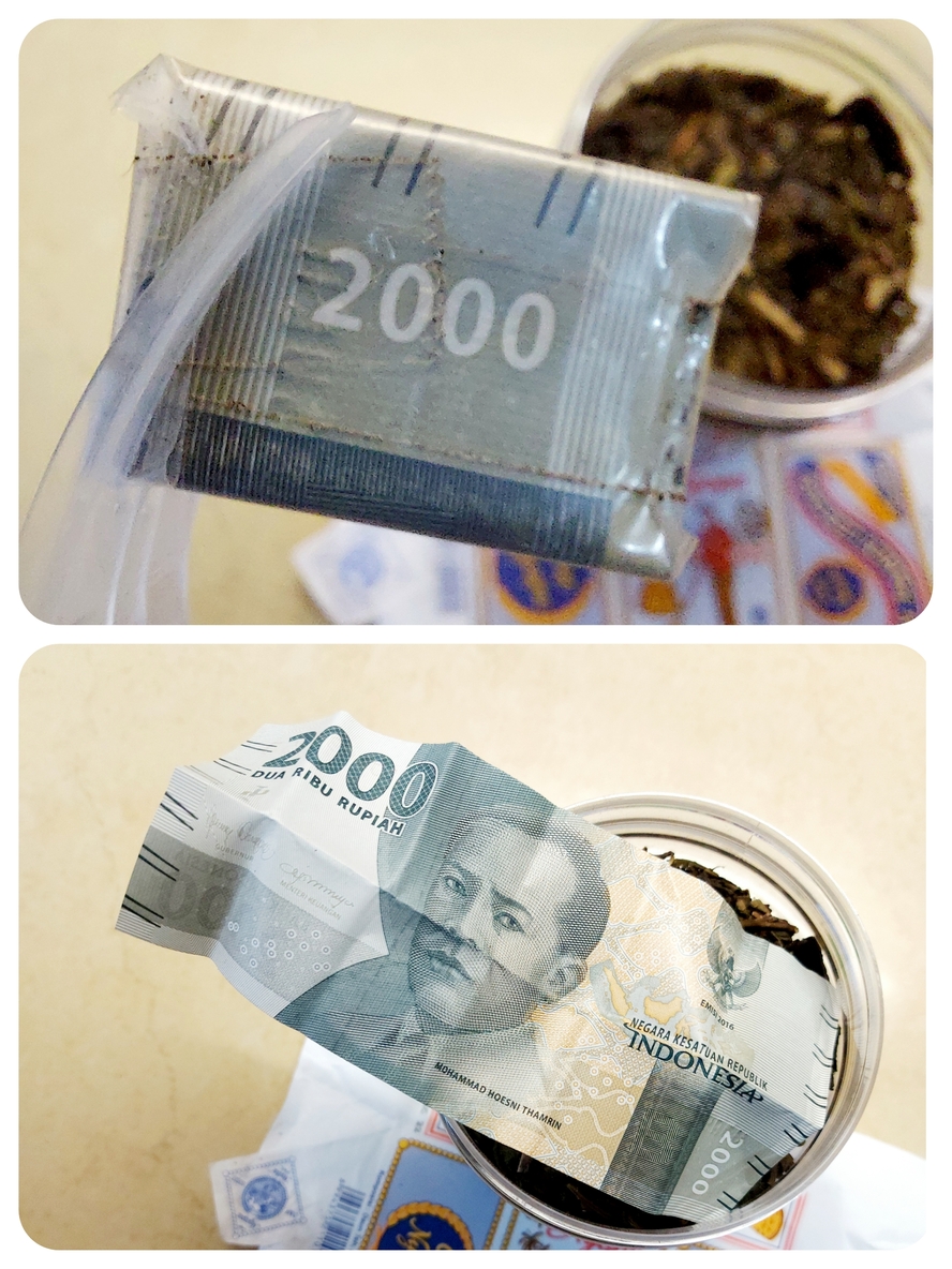 Hadiah uang tunai Rp 2.000 dalam sebungkus teh batu 