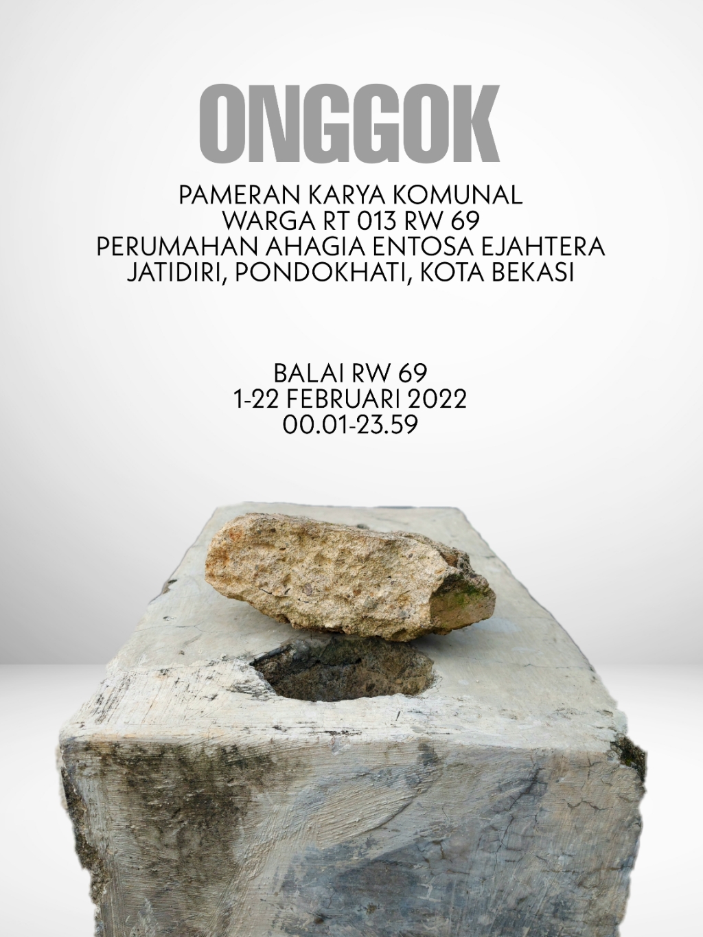Bongkah puing bangunan untuk seni instalasi pameran seni rupa yang warga RT di Bekasi 