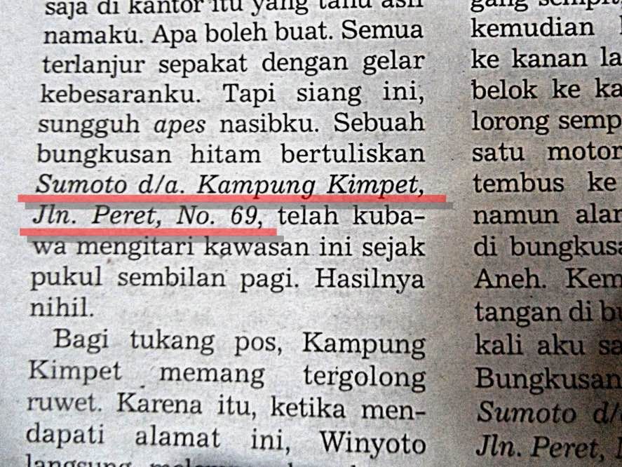 Siti Tilis Kontil bukan di Jalan Peret Nomor 69, Kampung Kimpet

