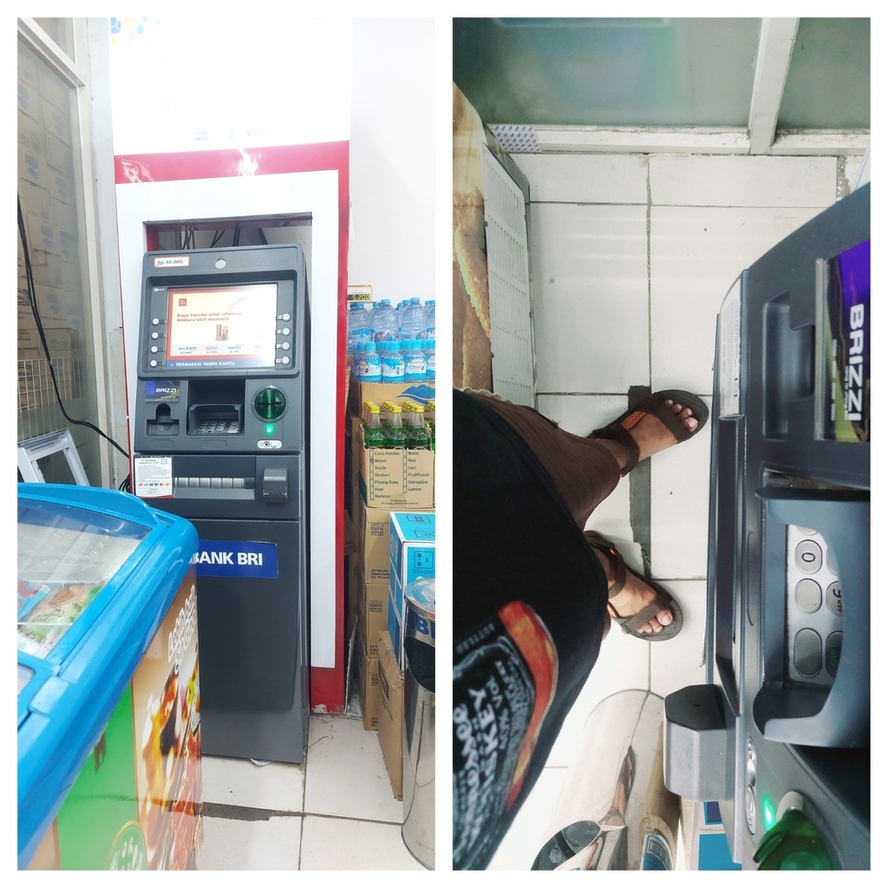 Celah akses ATM BRI di Indomaret Kodau Jatirahayu Pondokmelati Bekasi 
