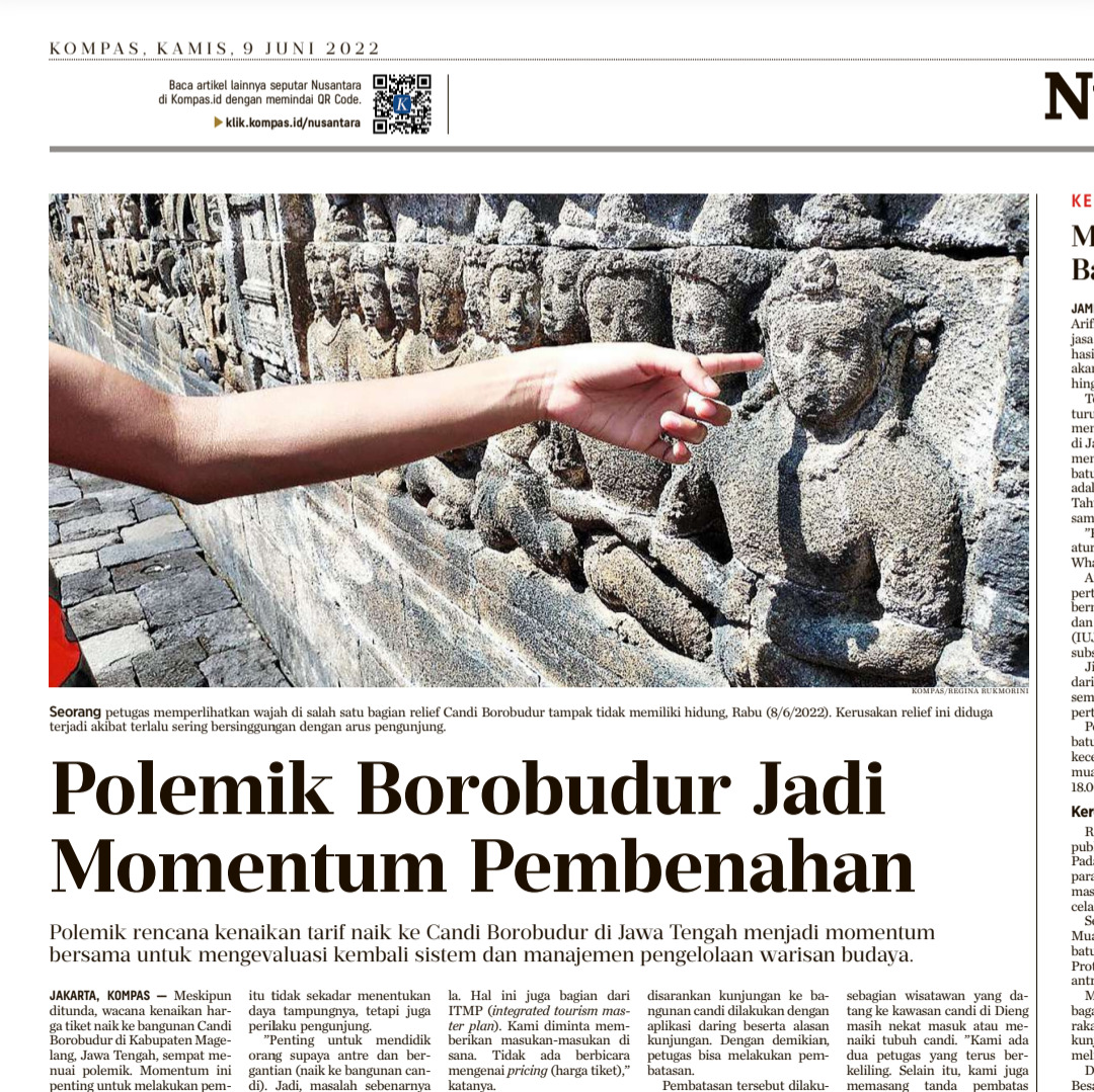 Hidung relief Candi Borobudur yang geripis