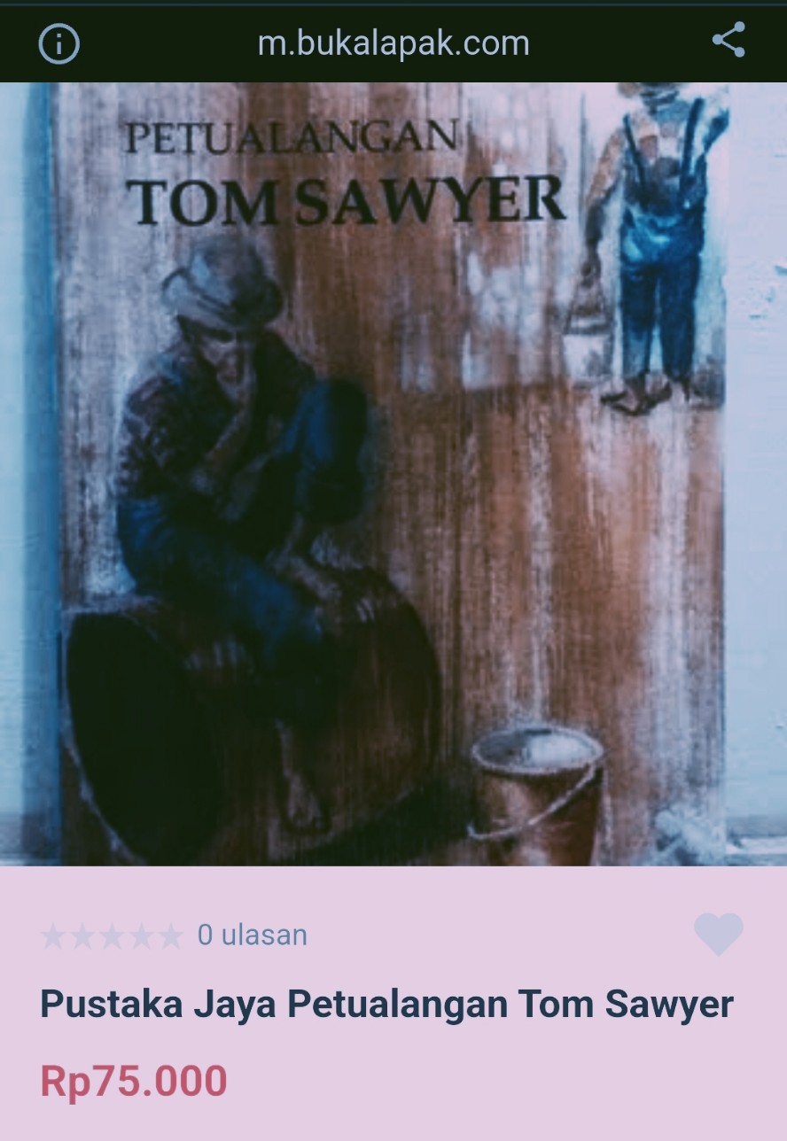 Buku Tom Sawyer Pustaka Jaya 