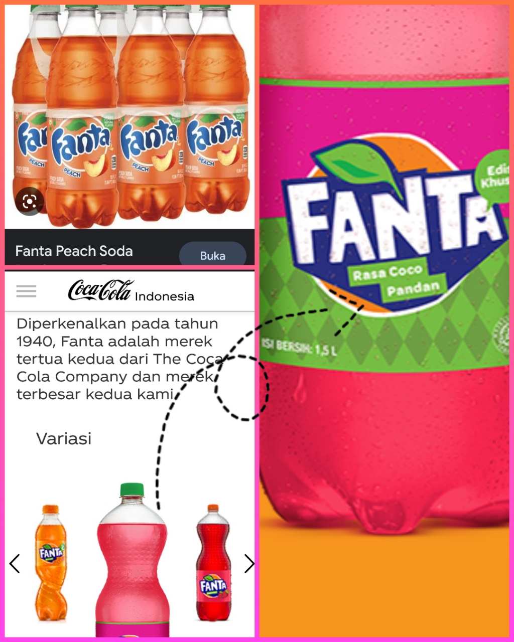 Fanta peach, Fanta Orange, dan Fanta Coco Pandan 