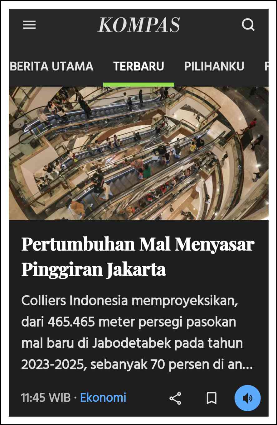 Mal baru bergeser ke pinggiran Jakarta 