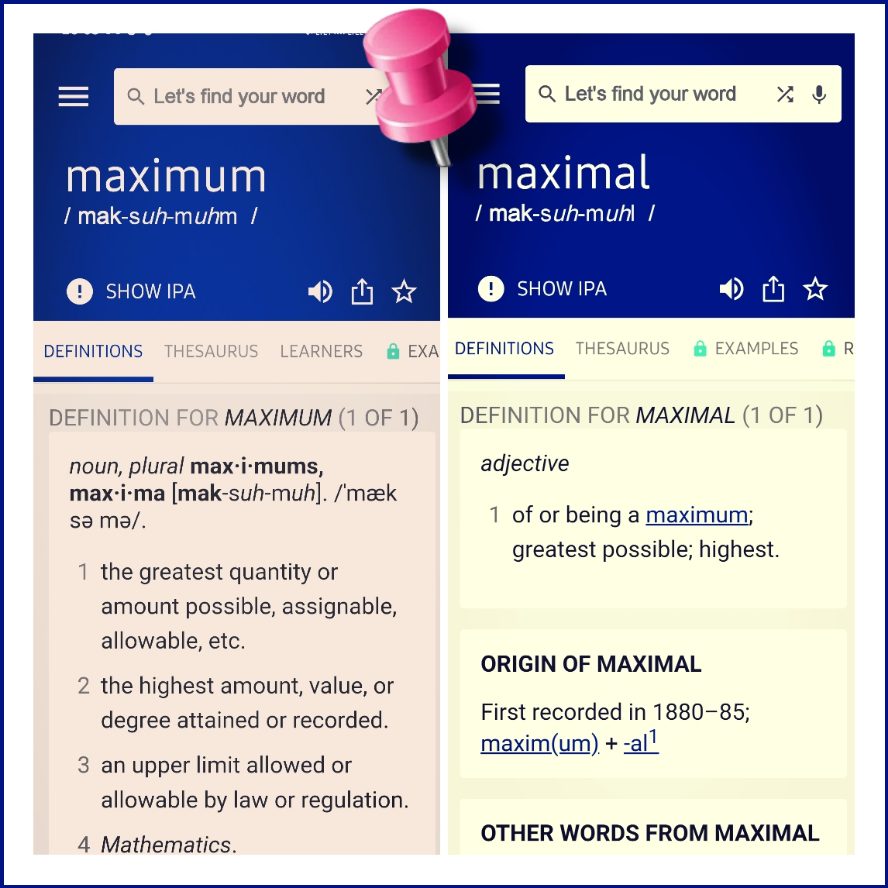 Arti maximum dan maximal dalam bahasa Inggris 
