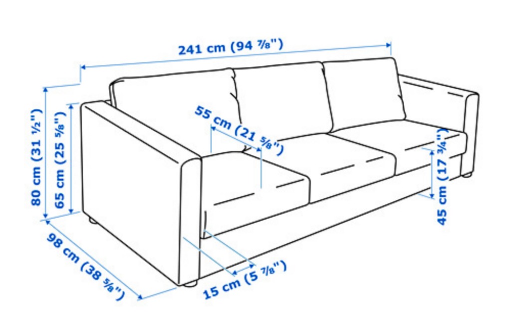 Pedoman ukuran sofa yang nyaman